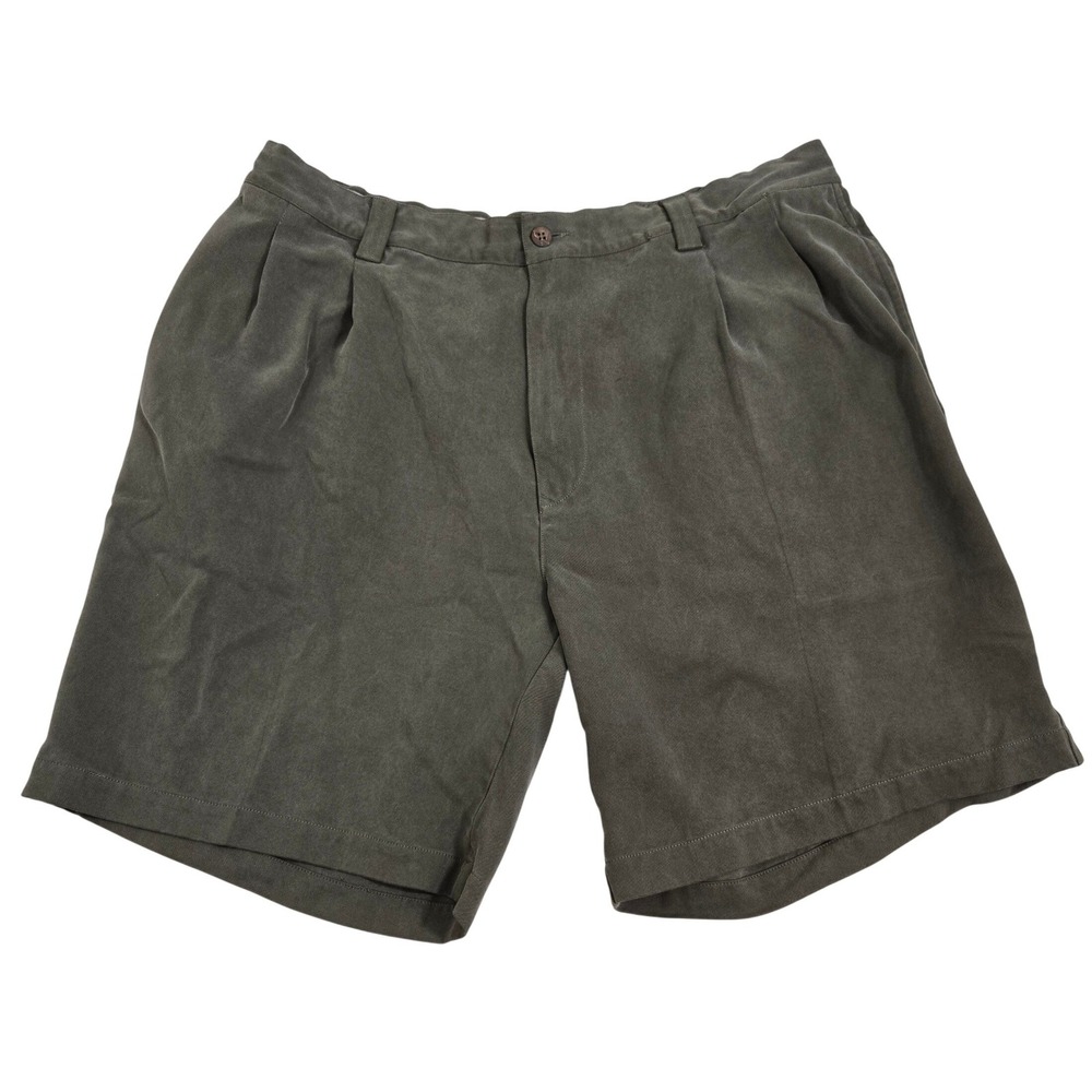 Tommy Bahama Silk Pleated Shorts Mens 38 Green Good‎ 100% Silk Relaxed